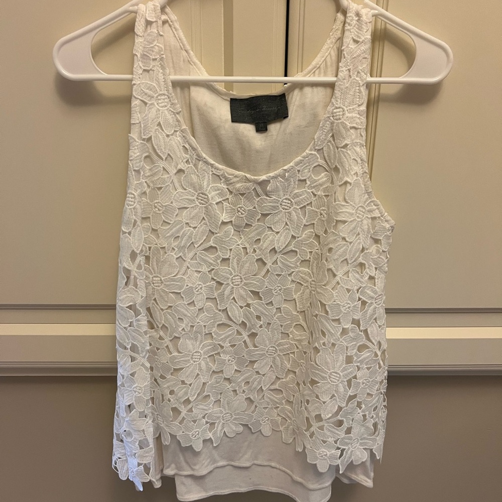 Sunday in Brooklyn Cream Embellished Tank Top